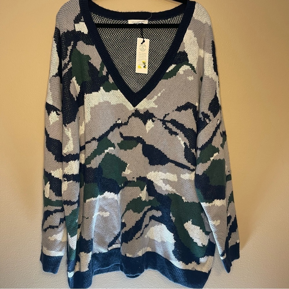 Treasure & Bond oversized camo print sweater in a size 3X